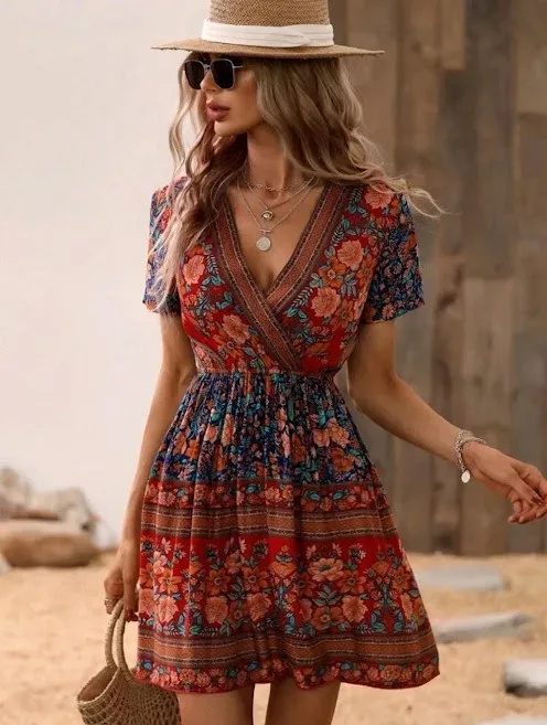 Vestido para dama diseño floral multicolor