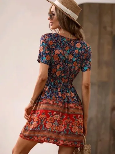Vestido para dama diseño floral multicolor