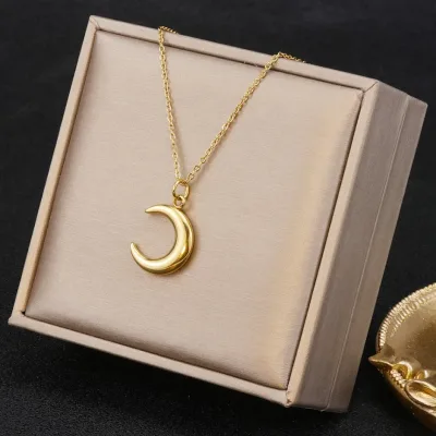 Collar de acero inoxidable con diseño de luna