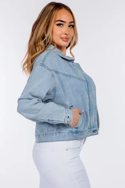 Jacket para dama color celeste
