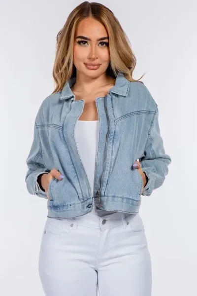 Jacket para dama color celeste