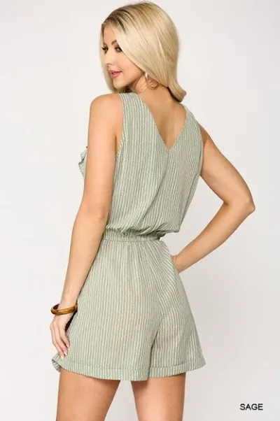 Enterizo para dama color verde con diseño en blanco