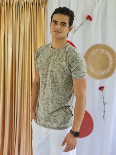 Camiseta Indigo para caballero con estampado de hojas