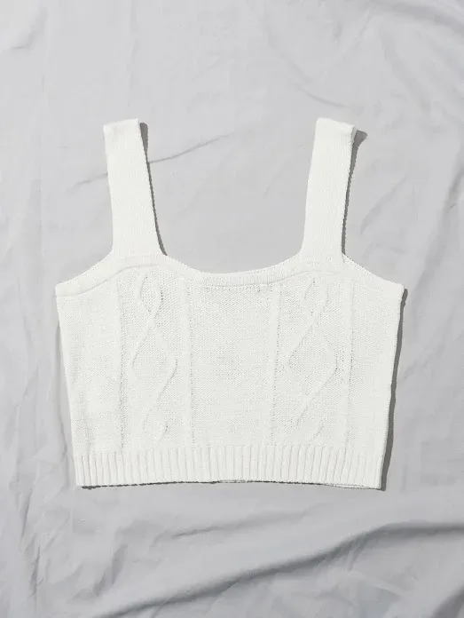 Top tejido para dama color blanco con diseño de flores