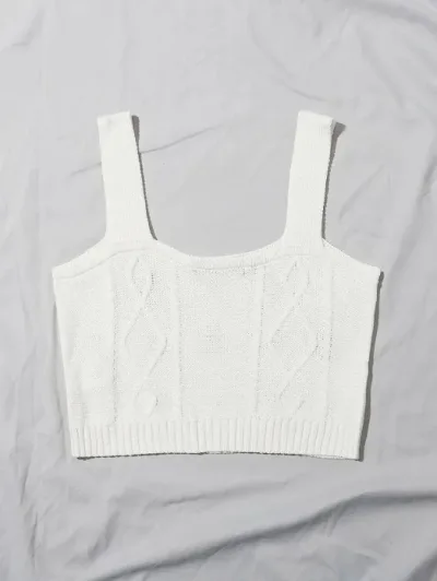 Top tejido para dama color blanco con diseño de flores