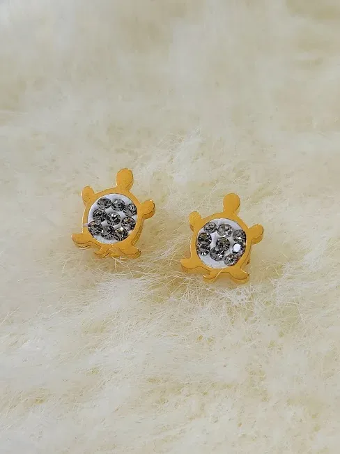 Aretes para dama de acero inoxidable con diseño de tortuga