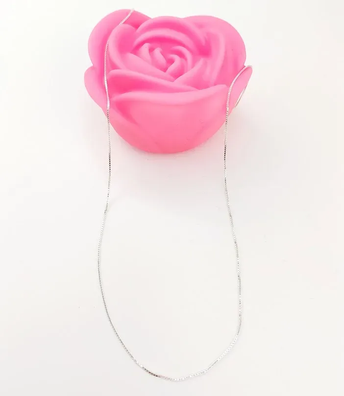 Collar para dama plata 925 diseño mini cadena cuadrada