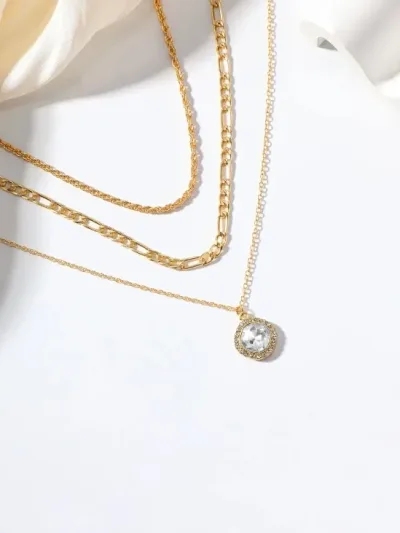 Collar a capas con diamante de imitación para dama de fantasia