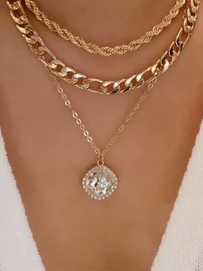 Collar a capas con diamante de imitación para dama de fantasia
