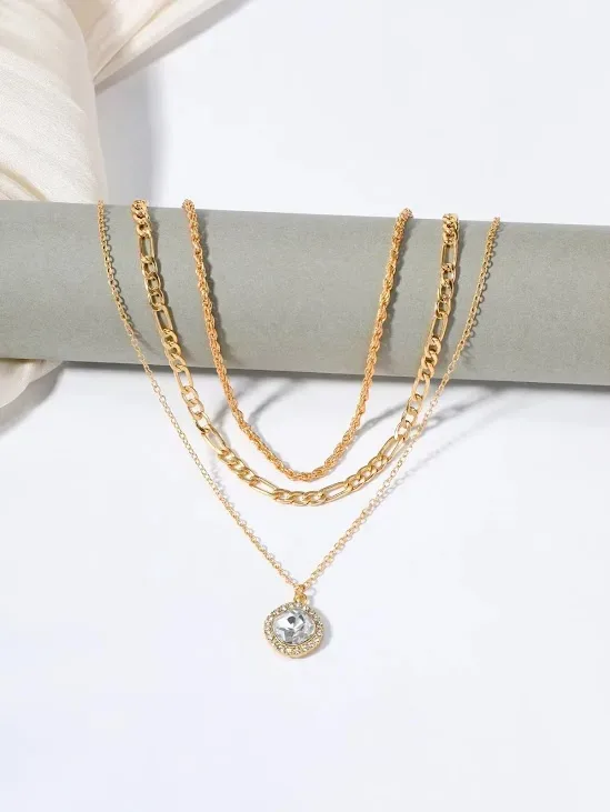 Collar a capas con diamante de imitación para dama de fantasia