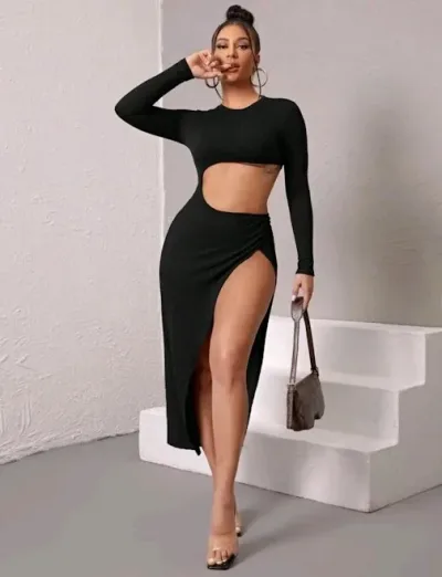 Vestido ajustado, para dama color negro.