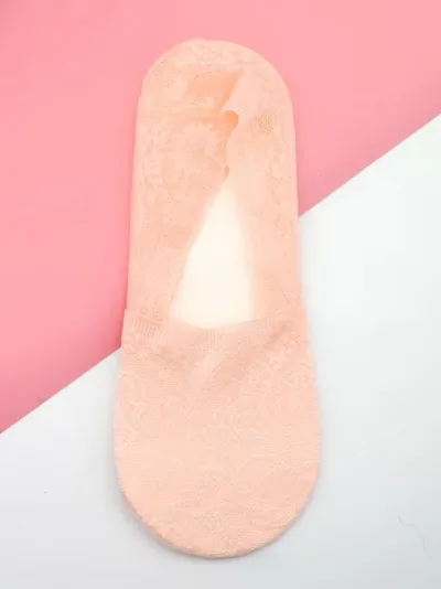 Calcetas cortas rosa de encaje
