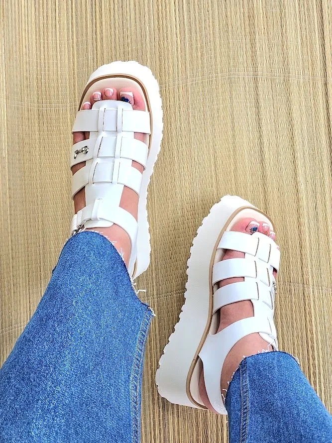Sandalias Coral Positano White para Dama