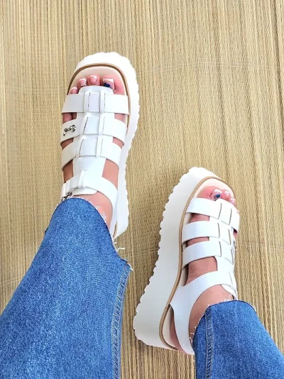 Sandalias Coral Positano White para Dama