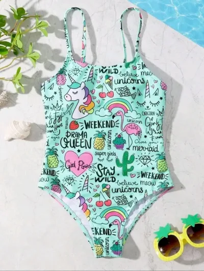 Vestido de baño para niña color verde