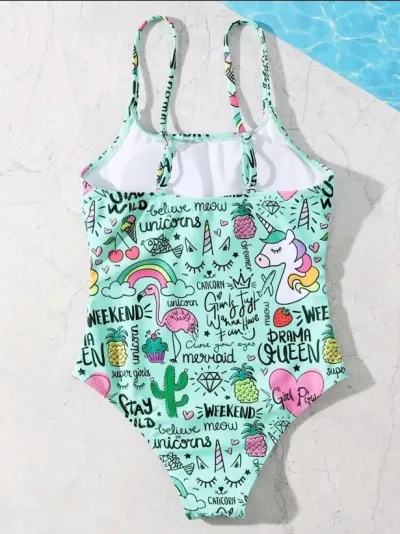 Vestido de baño para niña color verde