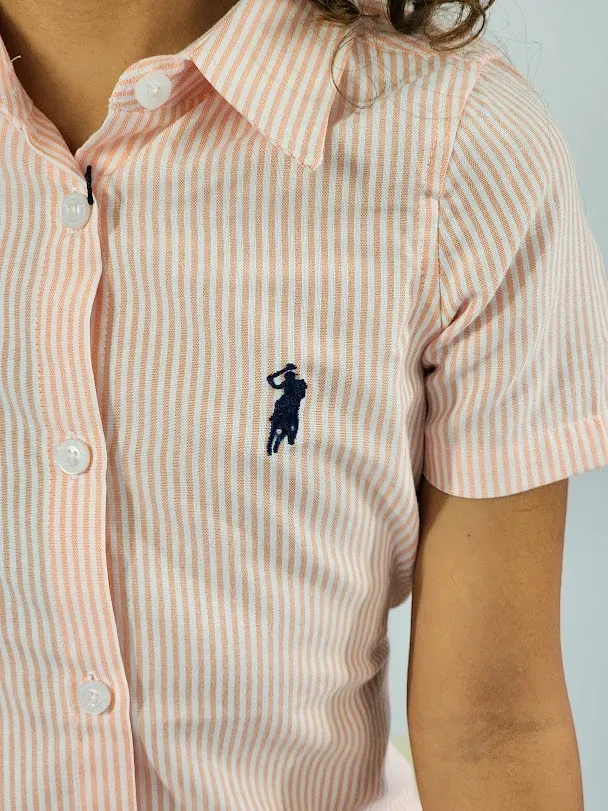 Camisa Cambrige Polo para niña diseño a rayas