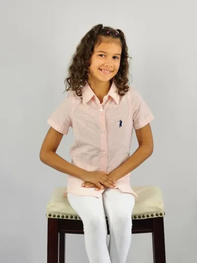 Camisa Cambrige Polo para niña diseño a rayas