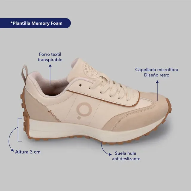 Tenis Promise Italia Cream para dama