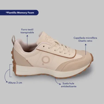 Tenis Promise Italia Cream para dama