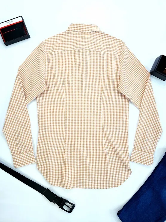 Camisa Tommy Hilfiger para caballero color marrón y blanco