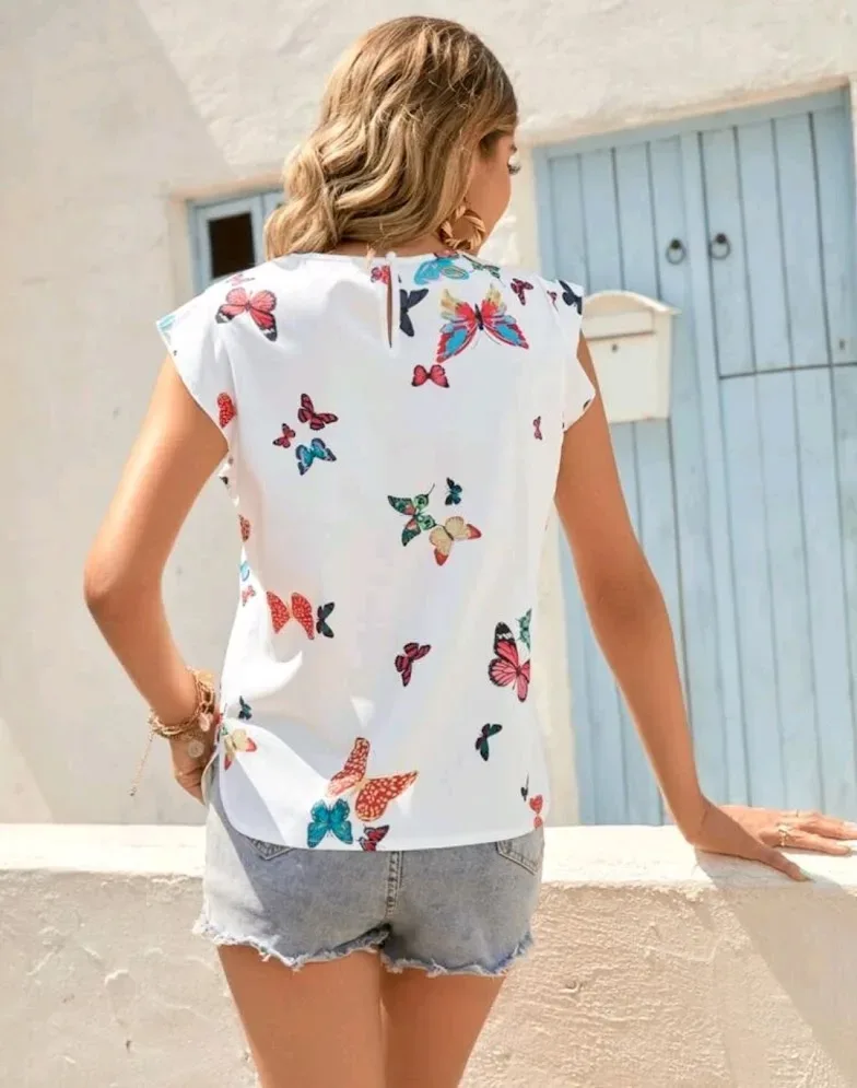 Blusa para dama estampado mariposas
