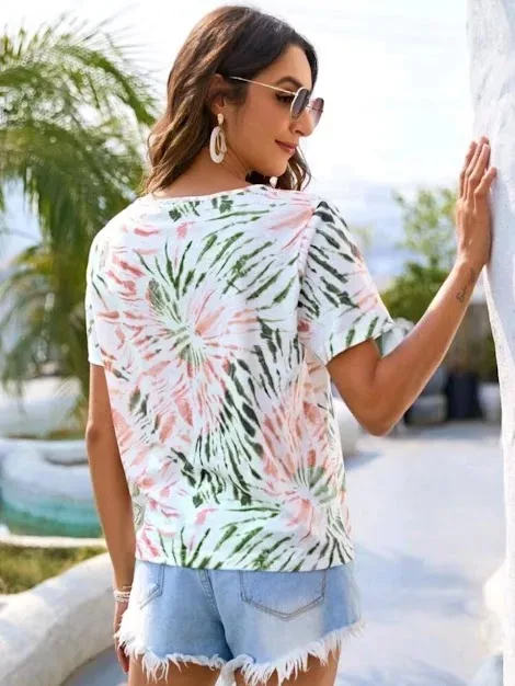 Camiseta para dama estilo tie dye multicolor