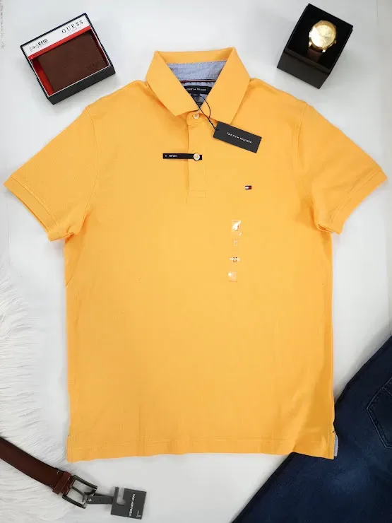 Camiseta Tommy Hilfiger Slim Fit para caballero color melón