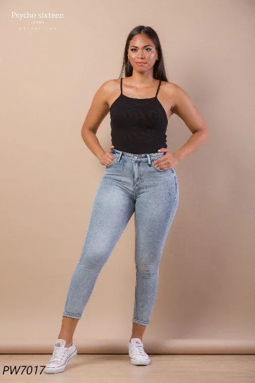 Jeans para dama Psycho Sixteen PW7017 Low Rise Skinny Ankle color celeste