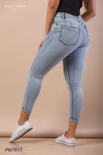 Jeans para dama Psycho Sixteen PW7017 Low Rise Skinny Ankle color celeste