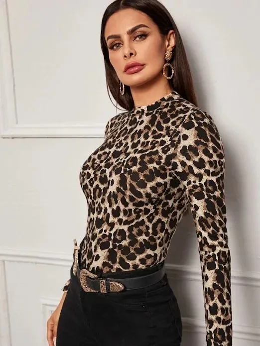 Blusa manga larga para dama diseño animal print