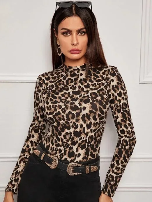 Blusa manga larga para dama diseño animal print