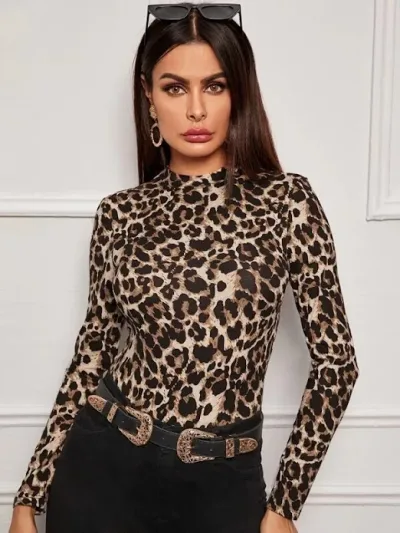 Blusa manga larga para dama diseño animal print