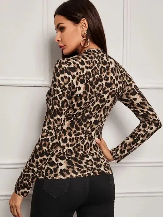 Blusa manga larga para dama diseño animal print