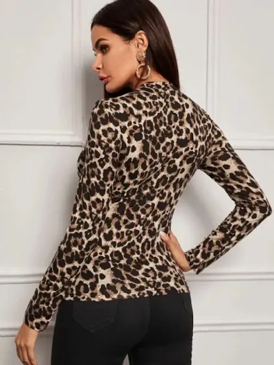 Blusa manga larga para dama diseño animal print