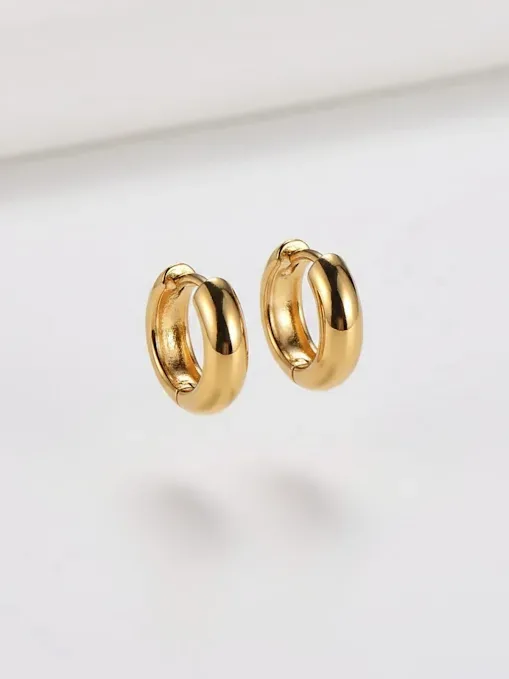 Argollas acero inoxidable diseño liso #COLOR DORADO
