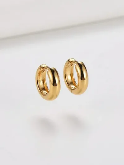 Argollas acero inoxidable diseño liso #COLOR DORADO