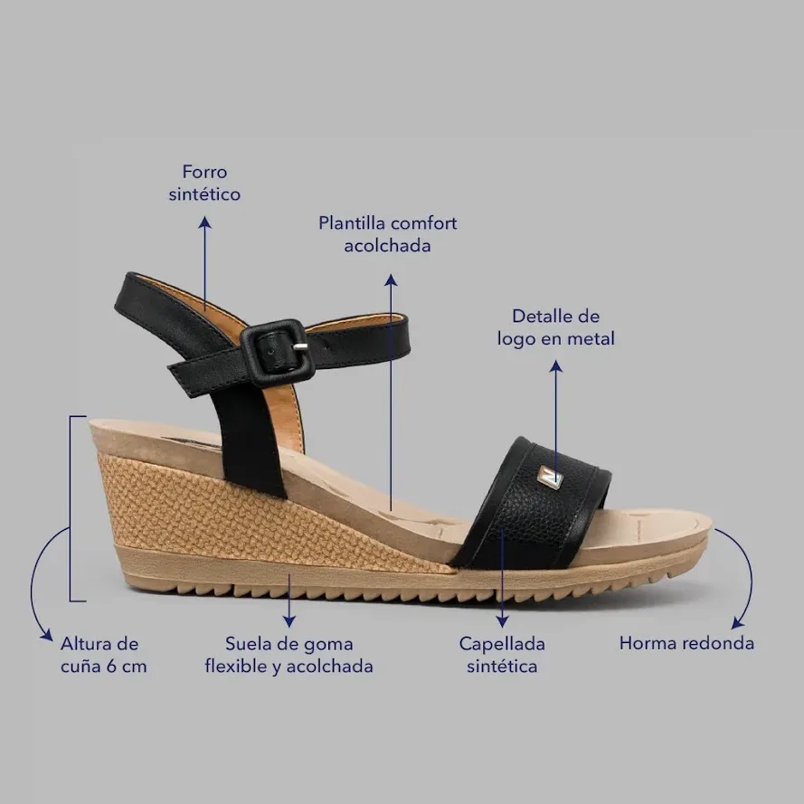 Sandalias Natural Celian Black para Dama