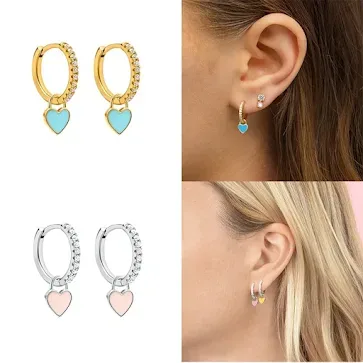 Argollas acero inoxidable para dama diseño corazon CELESTE