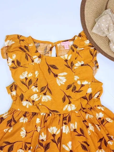 Vestido Lucky Penny para niña color mostaza