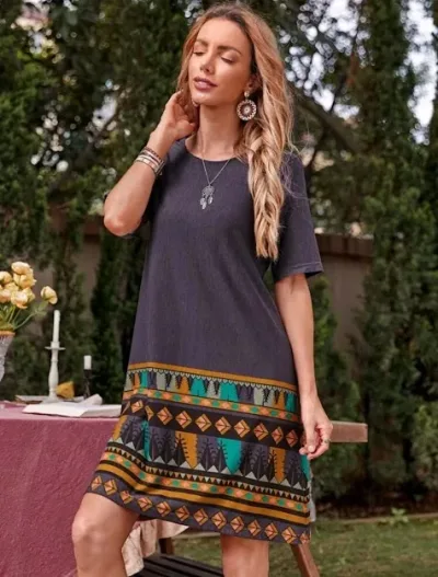 Vestido para dama con estampado geométrico