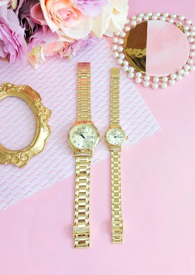 Conjuntos de relojes MIYKON para dama y caballero color dorado