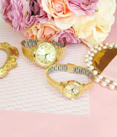 Conjuntos de relojes MIYKON para dama y caballero color dorado