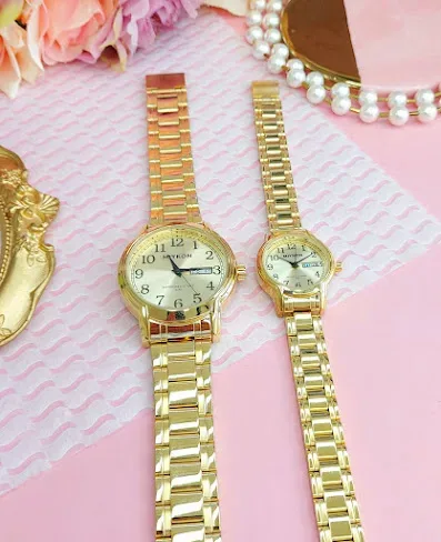 Conjuntos de relojes MIYKON para dama y caballero color dorado