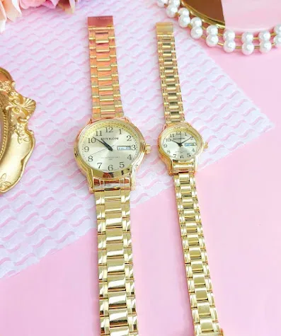 Conjuntos de relojes MIYKON para dama y caballero color dorado