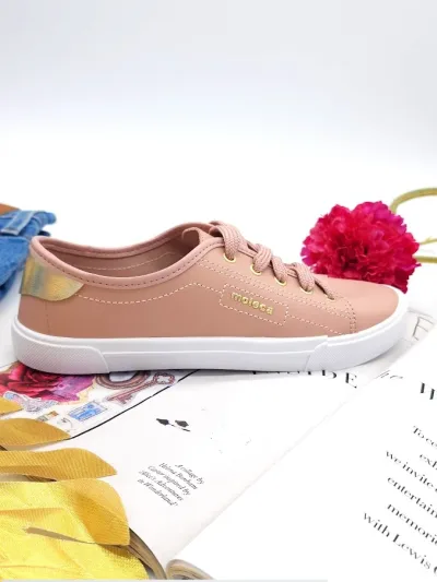 Tenis Moleca para dama color rosa y dorado