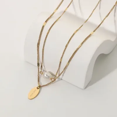 Collar de acero inoxidable para dama color dorado