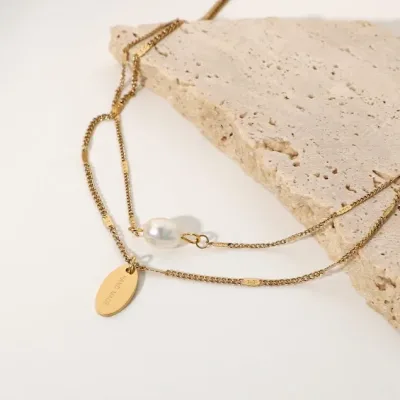 Collar de acero inoxidable para dama color dorado