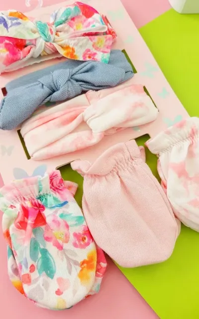 Conjunto de 3 vinchas y 3 guantes para bebe