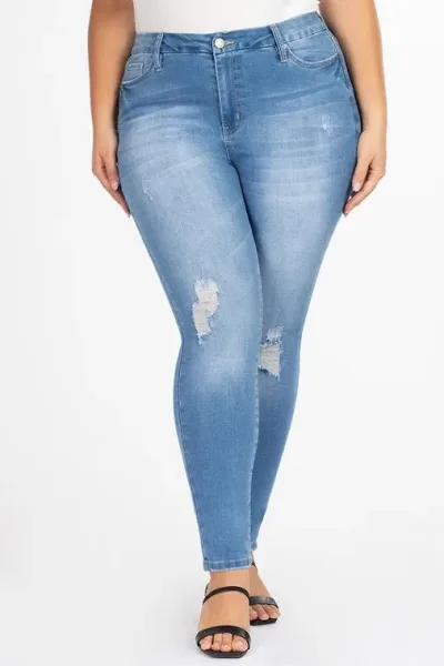 Jeans plus size para dama #EP988929 C1406 color celeste